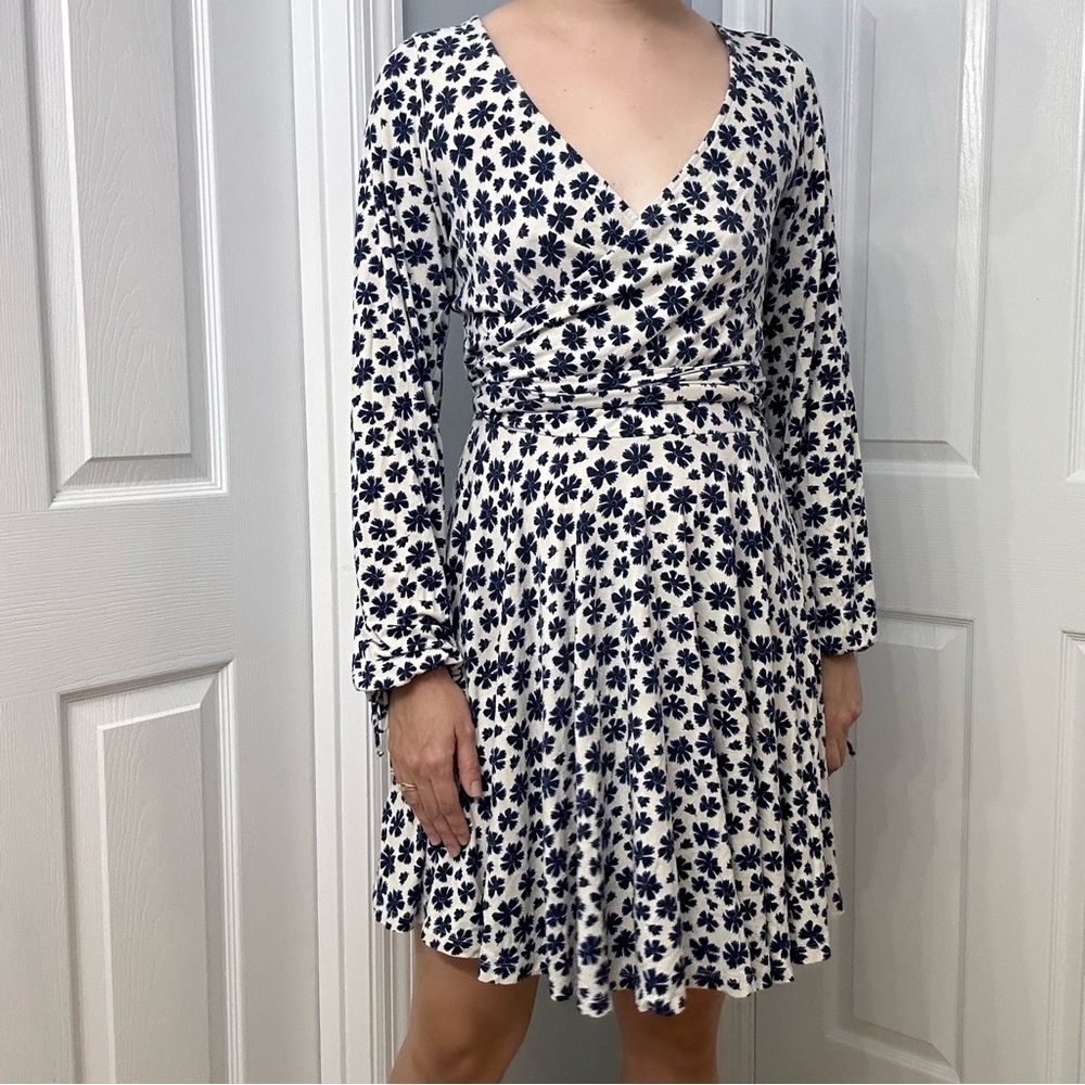 Free People Dress Mini Wrap Floral Boho Cottagecore Blue Dainty Size Medium